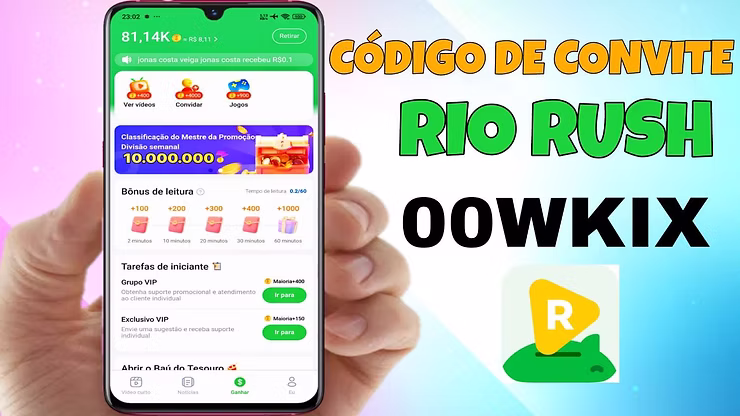 código de convite rio rush